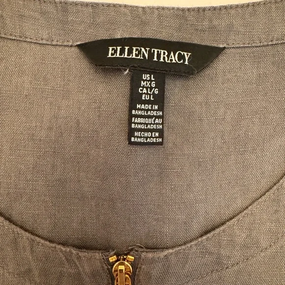 Ellen Tracy Linen Half Zip Tunic L - Picture 3 of 7